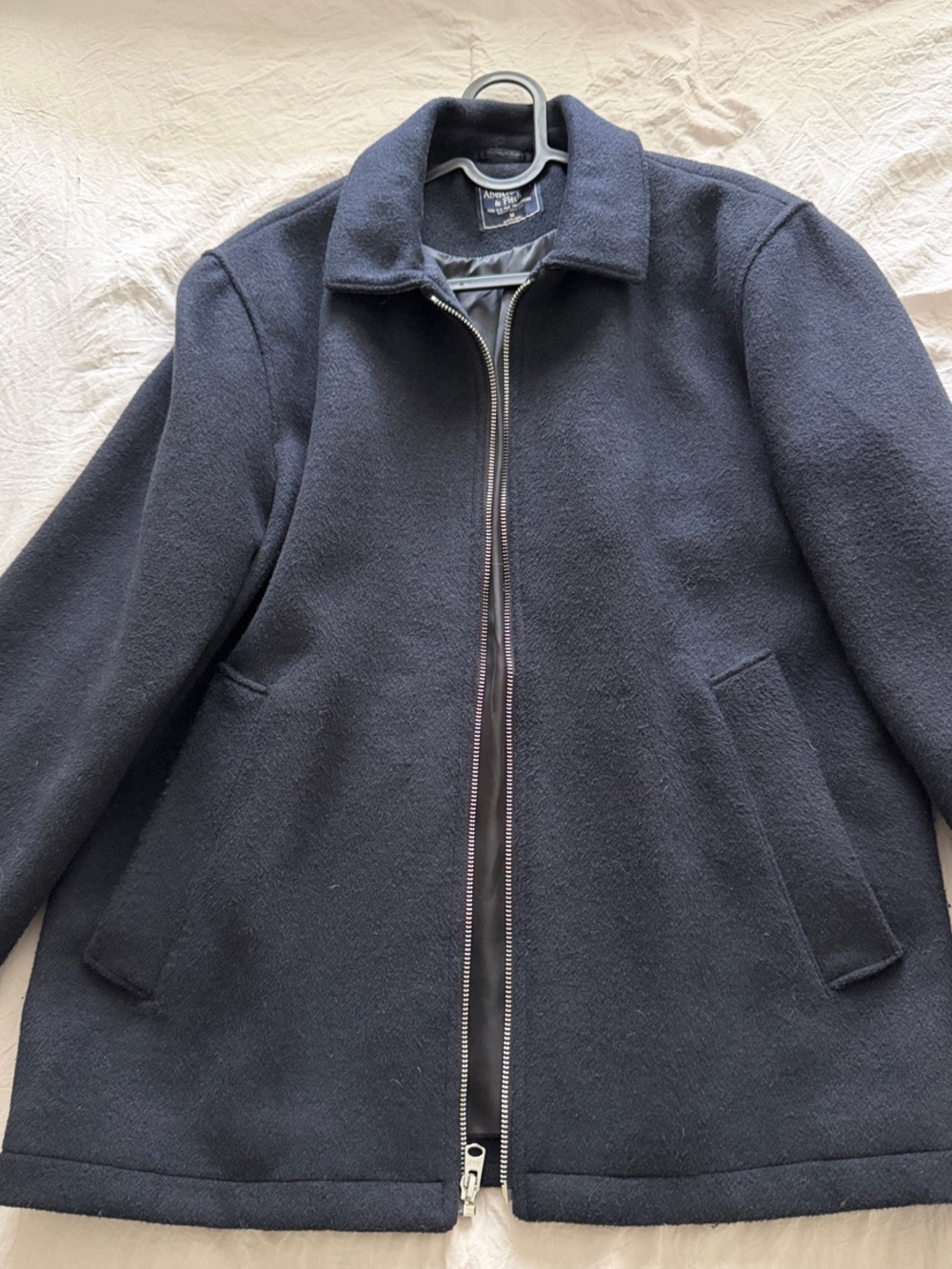 Men's Abercrombie Navy Zip-Front Wool Blend Jacket